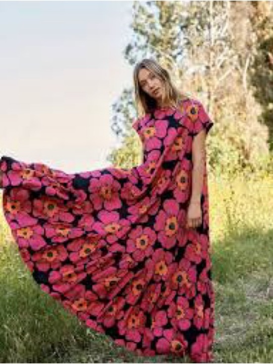 Free People Dresses & Skirts - Free People Pink Floral Maxi Dress with Orange Accents